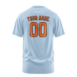 Custom Light Blue Orange T-Shirt