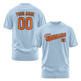 Custom Light Blue Orange T-Shirt
