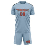 Custom Light Blue Copper Rose Soccer Set