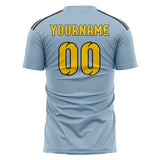 Custom Light Blue Gold Soccer Jersey