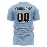 Custom Light Blue Brown Soccer Jersey