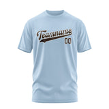 Custom Light Blue Brown T-Shirt