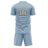 Custom Light Blue Gray Soccer Set