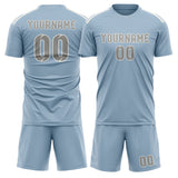 Custom Light Blue Gray Soccer Set