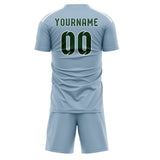 Custom Light Blue Green Soccer Set