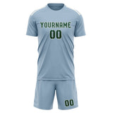 Custom Light Blue Green Soccer Set