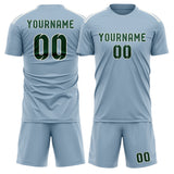 Custom Light Blue Green Soccer Set