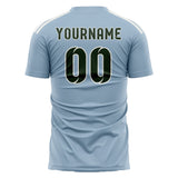 Custom Light Blue Dark Green Soccer Jersey