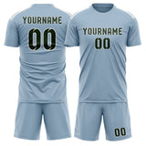 Custom Light Blue Dark Green Soccer Set