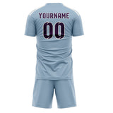Custom Light Blue Purple Soccer Set