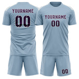 Custom Light Blue Purple Soccer Set