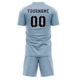 Custom Light Blue Navy Soccer Set