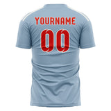 Custom Light Blue Orange Red Soccer Jersey