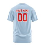 Custom Light Blue Orange Red T-Shirt