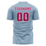 Custom Light Blue Pink Soccer Jersey