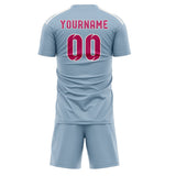 Custom Light Blue Pink Soccer Set