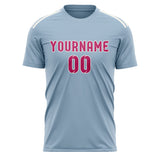 Custom Light Blue Pink Soccer Jersey