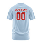 Custom Light Blue Red T-Shirt