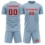 Custom Light Blue Red Soccer Set