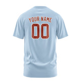 Custom Light Blue Coral Red T-Shirt
