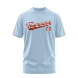 Custom Light Blue Coral Red T-Shirt
