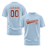 Custom Light Blue Coral Red T-Shirt