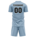 Custom Light Blue Black Soccer Set