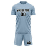 Custom Light Blue Black Soccer Set