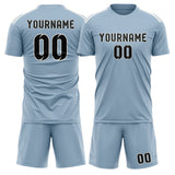 Custom Light Blue Black Soccer Set