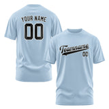 Custom Light Blue Black T-Shirt
