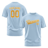 Custom Light Blue Yellow T-Shirt