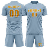 Custom Light Blue Yellow Soccer Set