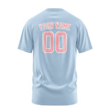 Custom Light Blue Light Pink T-Shirt