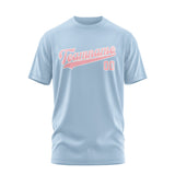 Custom Light Blue Light Pink T-Shirt