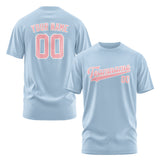 Custom Light Blue Light Pink T-Shirt