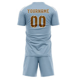 Custom Light Blue Khaki Soccer Set