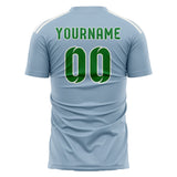 Custom Light Blue Emerald Green Soccer Jersey