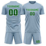 Custom Light Blue Emerald Green Soccer Set