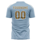 Custom Light Blue Light Khaki Soccer Jersey