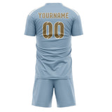 Custom Light Blue Light Khaki Soccer Set