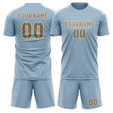 Custom Light Blue Light Khaki Soccer Set