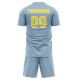 Custom Light Blue Light Yellow Soccer Set