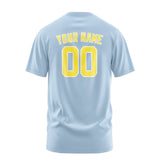 Custom Light Blue Light Yellow T-Shirt