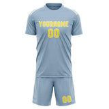 Custom Light Blue Light Yellow Soccer Set