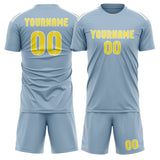 Custom Light Blue Light Yellow Soccer Set