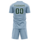 Custom Light Blue Blue Green Soccer Set