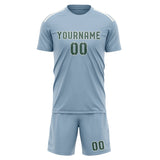 Custom Light Blue Blue Green Soccer Set
