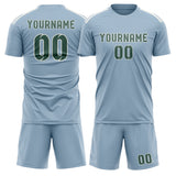 Custom Light Blue Blue Green Soccer Set