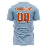 Custom Light Blue Orange Soccer Jersey