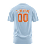 Custom Light Blue Orange T-Shirt